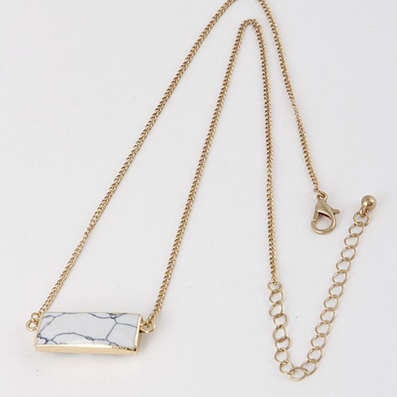 Rectangular White Opulent Stone Necklace - Picture 2 of 2